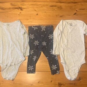 Gray and Black Baby Bodysuit Set
